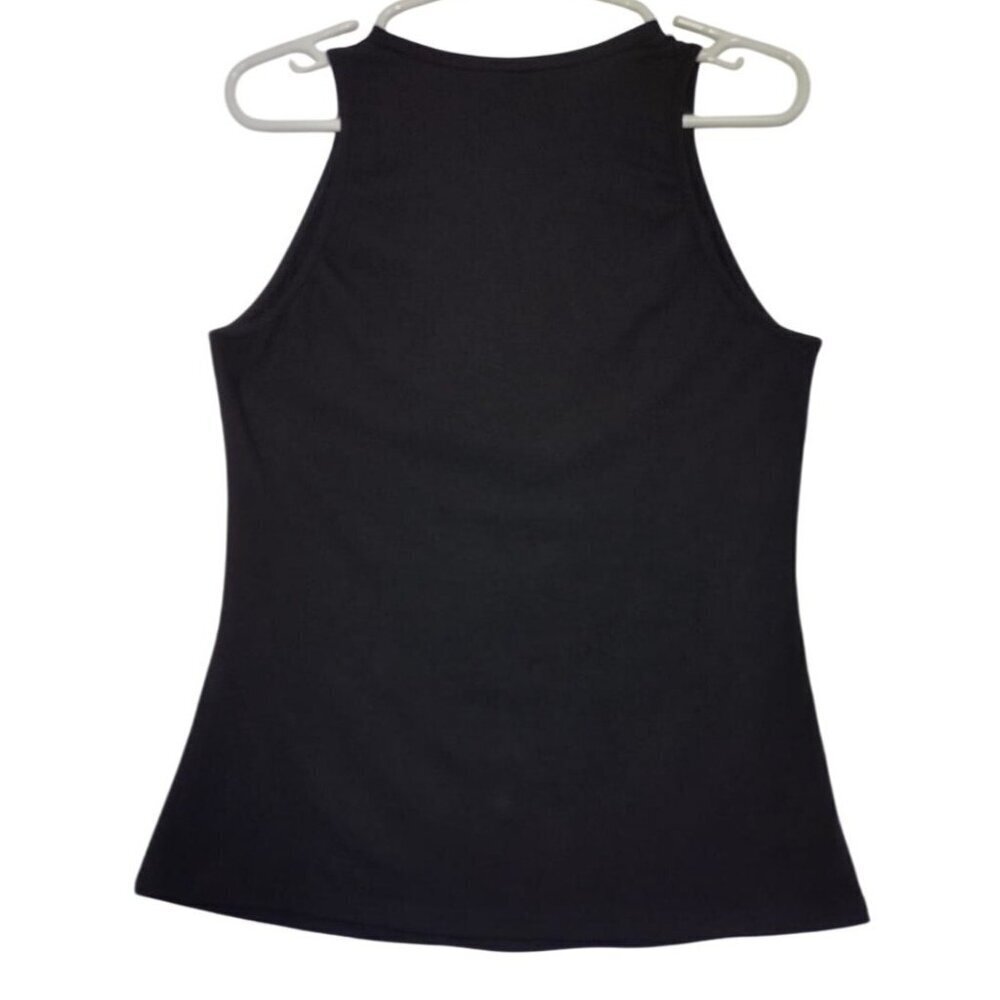Saukole Womens Sleeveless Black Tank Top With Gold Accent Medium 65% Cotton. NWT - Picture 2 of 7